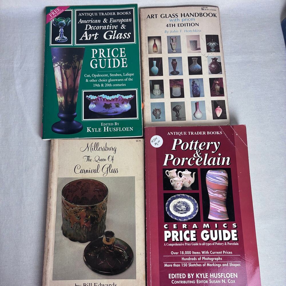 Vintage Glass Pottery Ceramics Price Guide Book Lot Millersburg Art Glass 4 Book